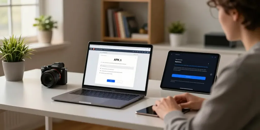 Installing GB WhatsApp APK with a detailed install guide on a laptop.